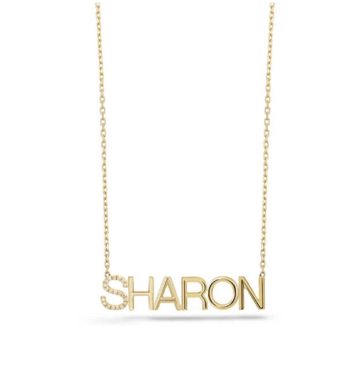 14k Gold name with Initial Diamond