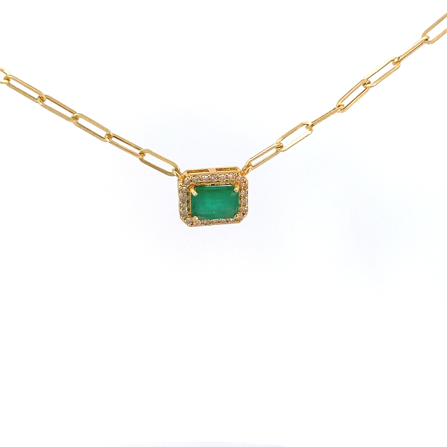 Paperclip Emerald Diamond Necklace