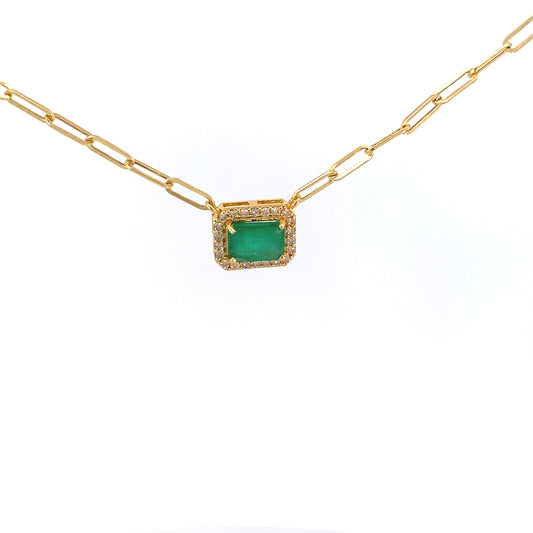 Paperclip Emerald Diamond Necklace