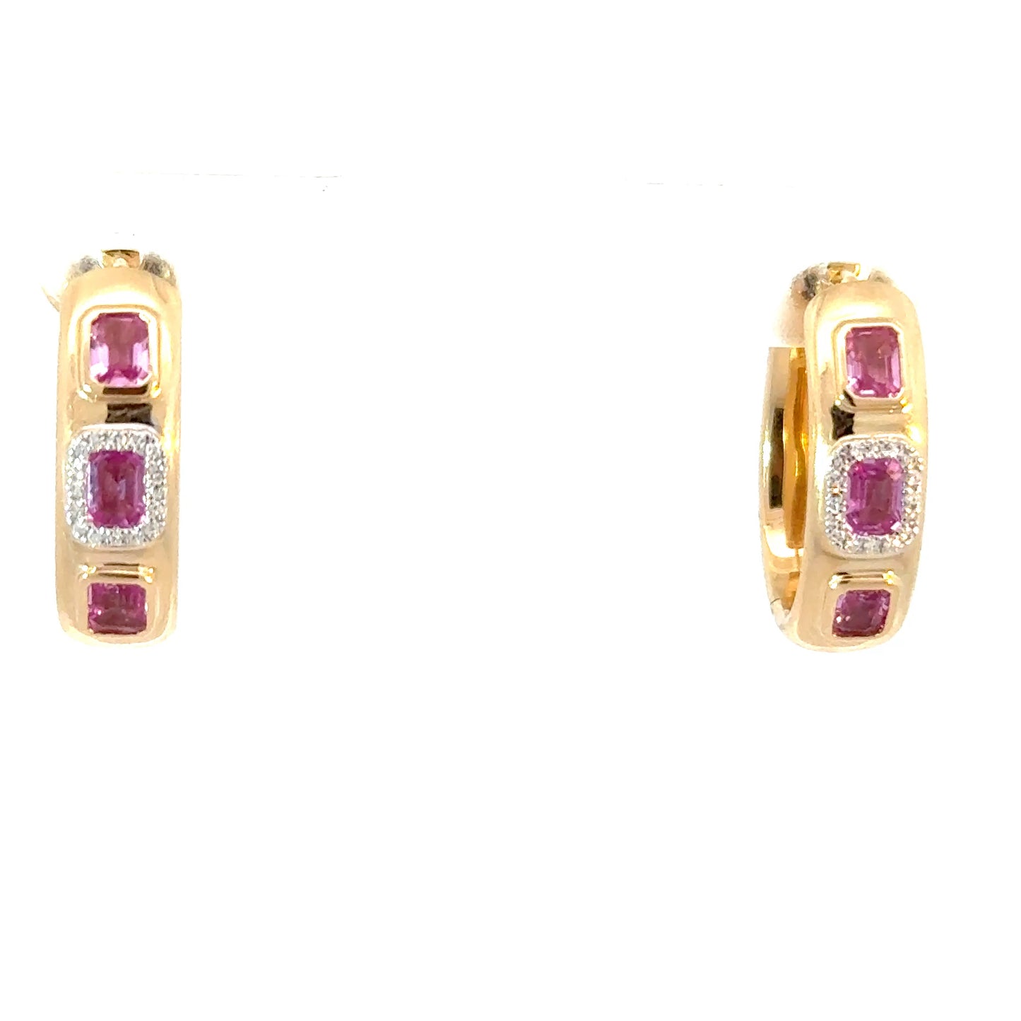 14k hoops with pink Sapphire