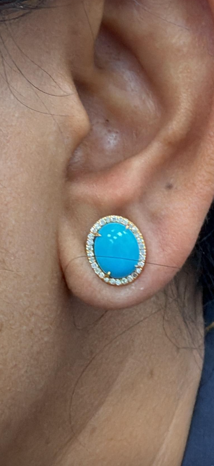 Turquoise halo earrings 18k