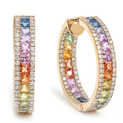 Rainbow Sapphire Hoops