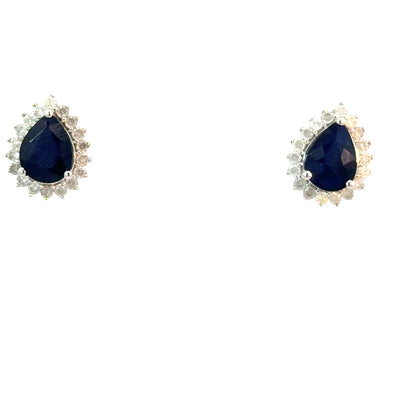 Teardrop Saphire Studs