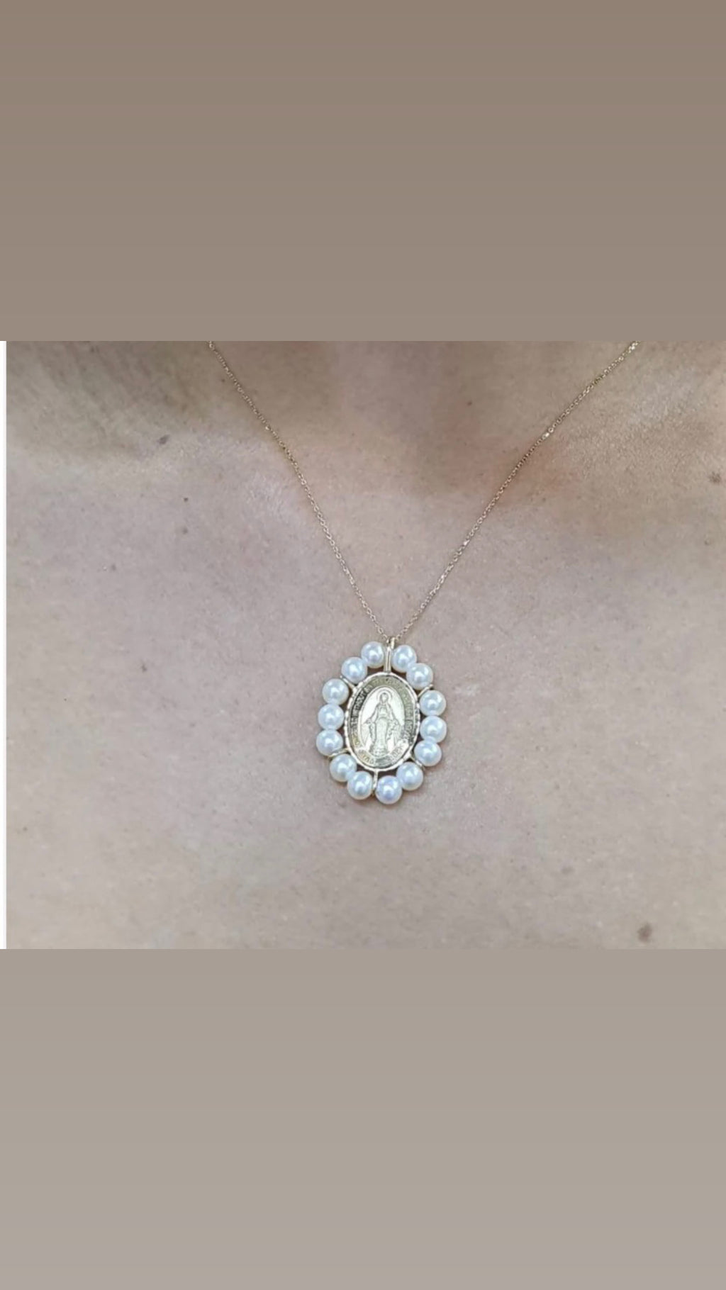 Miraculous Medal with Pearl Halo 14K Yellow Gold