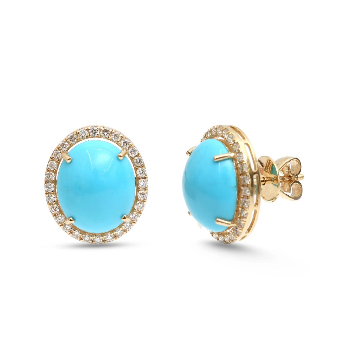 Turquoise halo earrings 18k