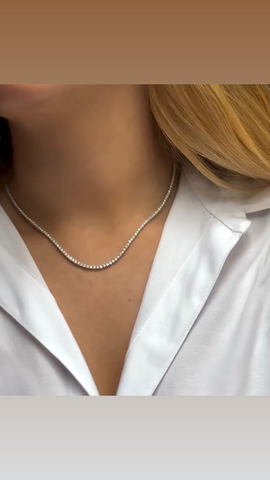 14k White Gold Tennis Necklace