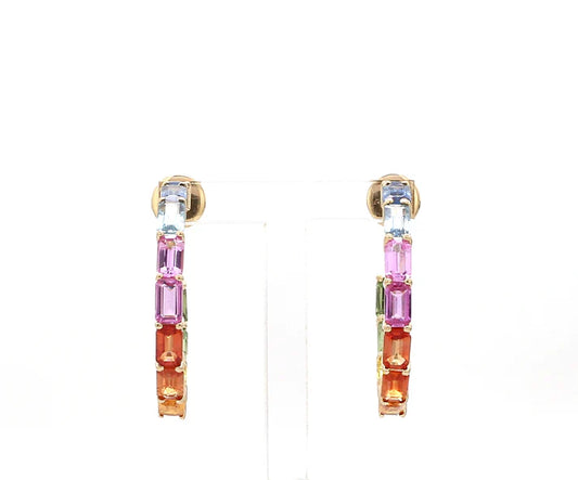 Rainbow Sapphire Thin Hoops