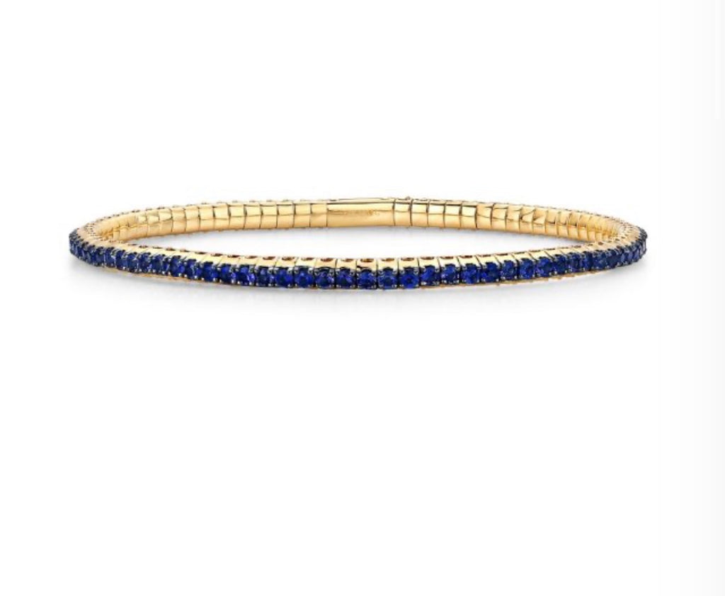 Stretch Tennis Bangle Ruby, Emerald and Sapphire 14k