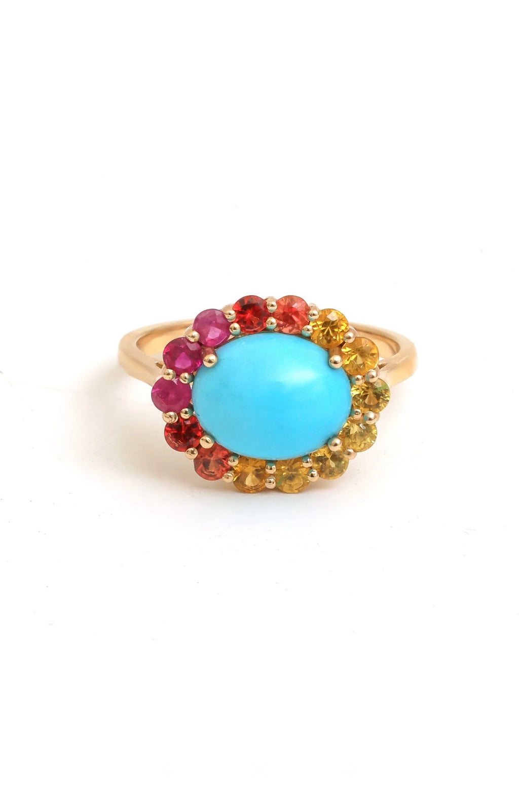 Aurora Rainbow Turquoise Halo Ring