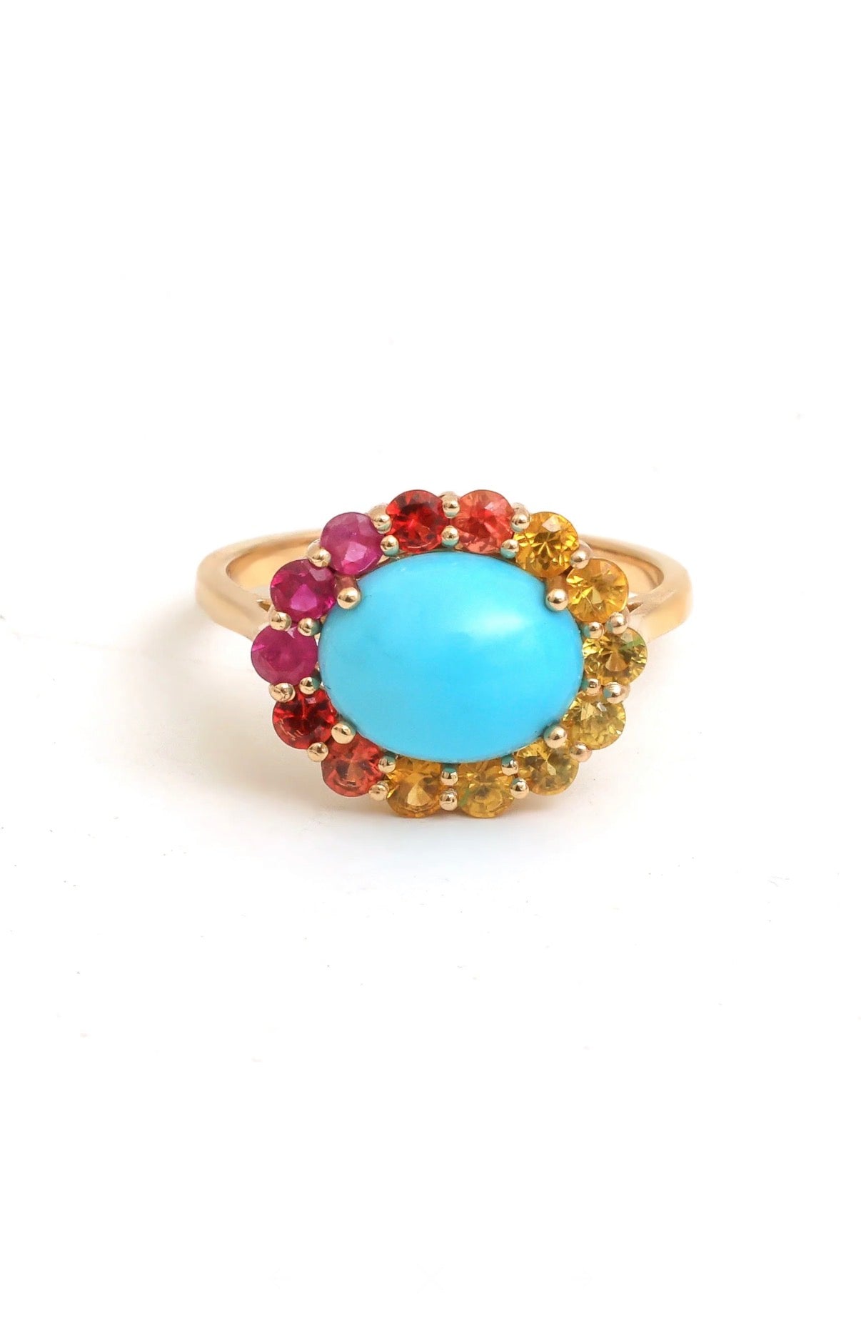 Aurora Rainbow Turquoise Halo Ring