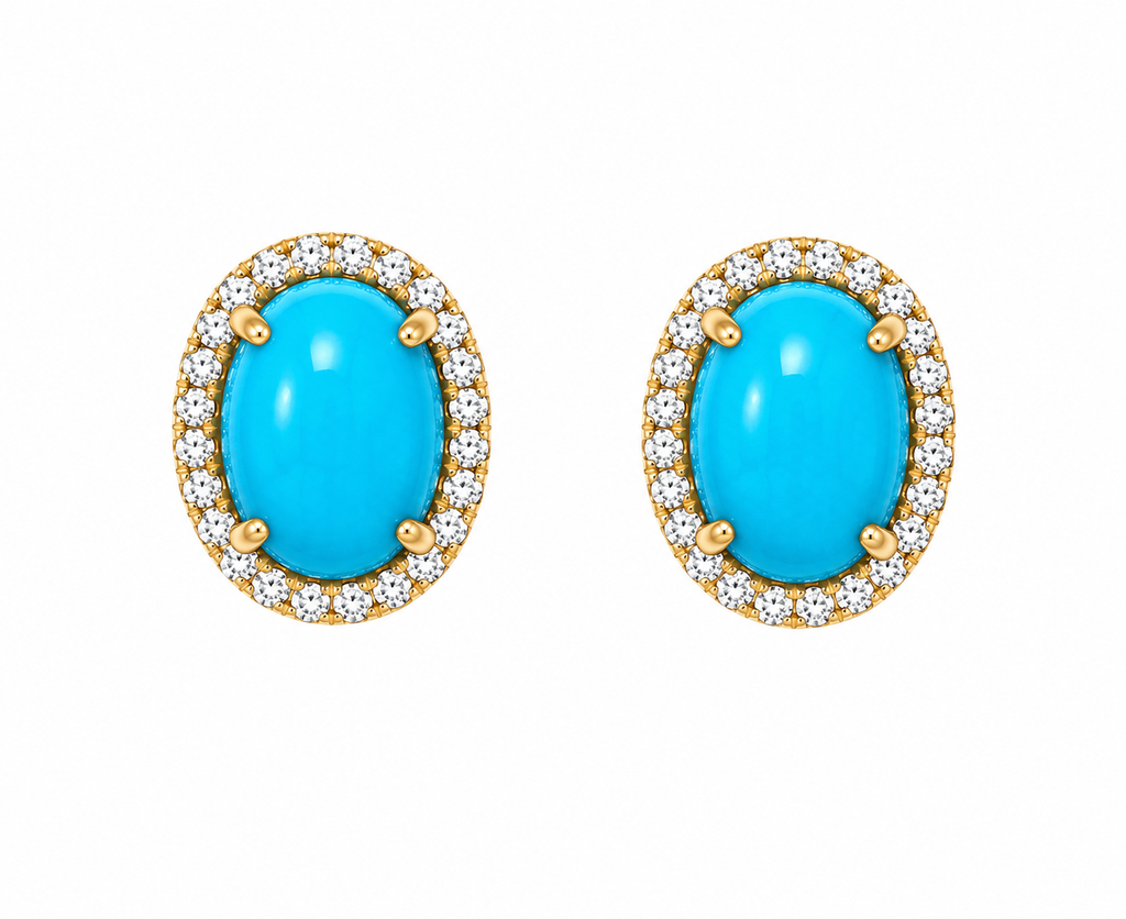 Turquoise halo earrings 18k