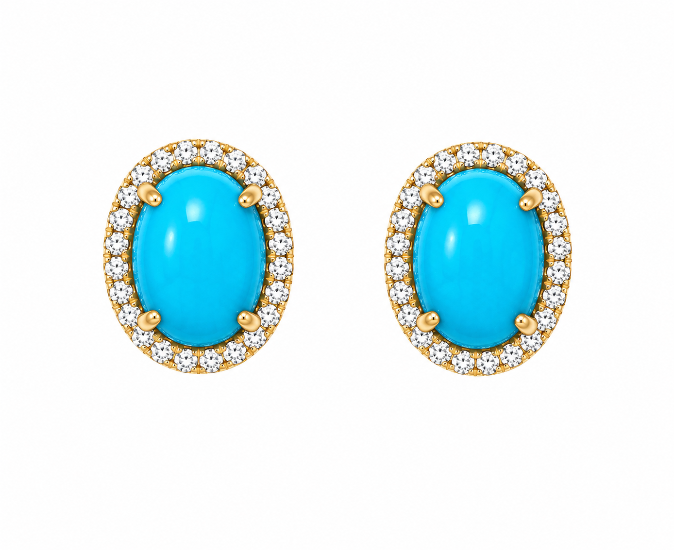 Turquoise halo earrings 18k
