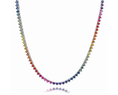 Rainbow Sapphire Tennis Necklace