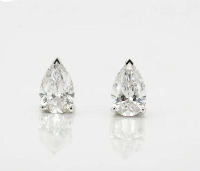 Pear-Shaped Lab Diamond Stud Earrings — 6 CTW
