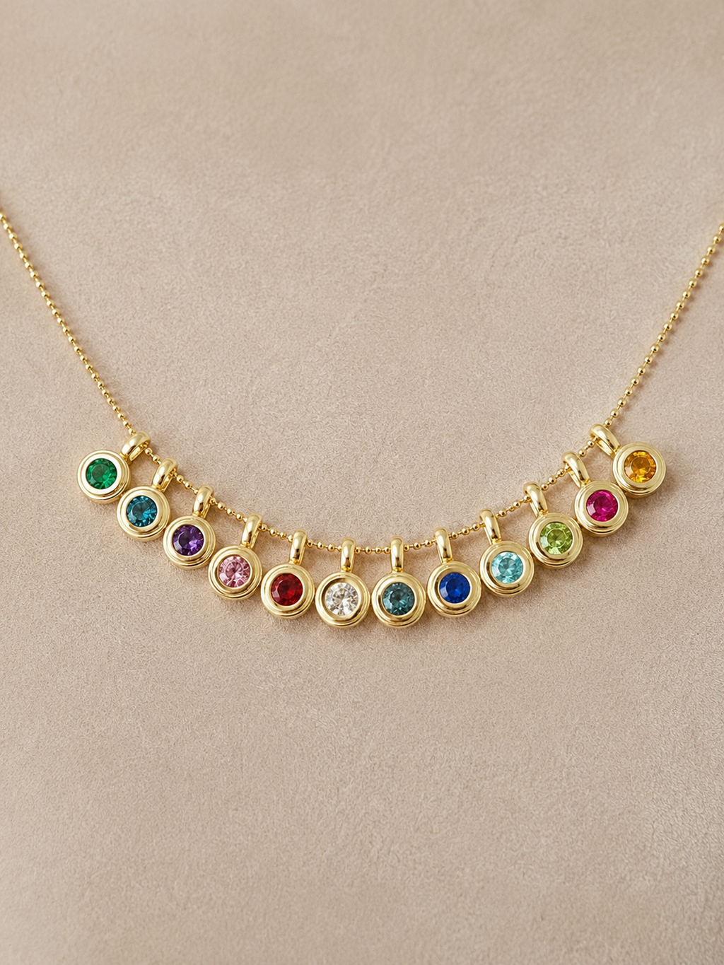 14k Bezel birthstone charm