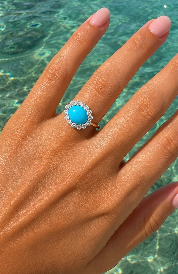 Royal Turquoise Halo Ring