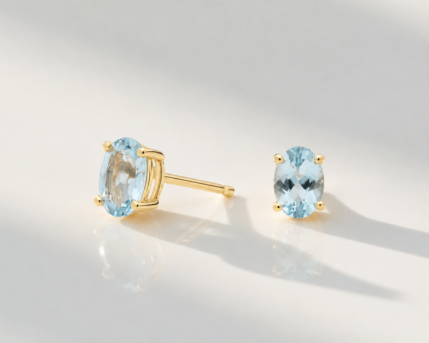 Oval Aquamarine Studs