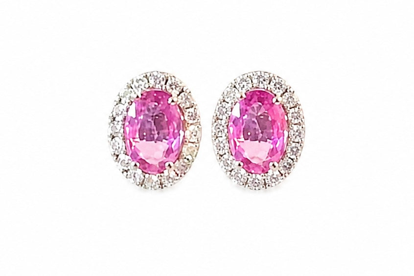 Blush Pink Sapphire Diamond Earrings