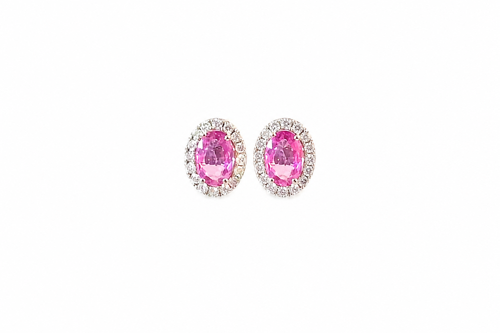 Blush Pink Sapphire Diamond Earrings