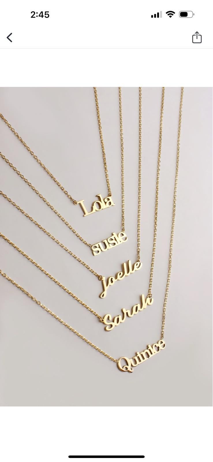 Name in 14k yellow gold