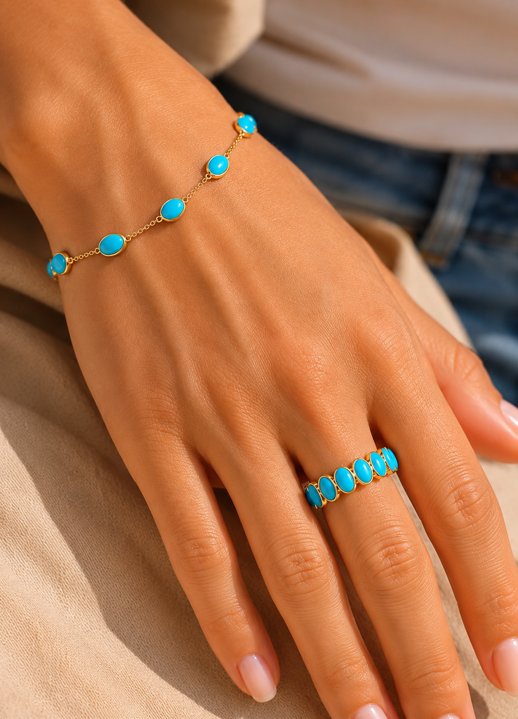 Turquoise Five-Stone Bezel Ring