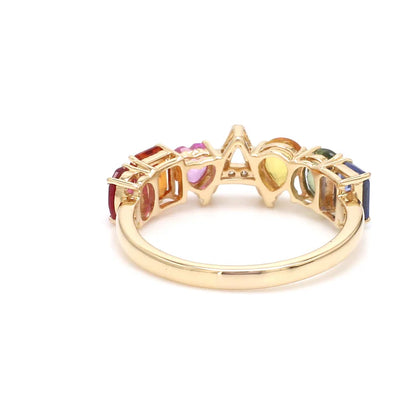 Rainbow  Sapphire Initial Ring