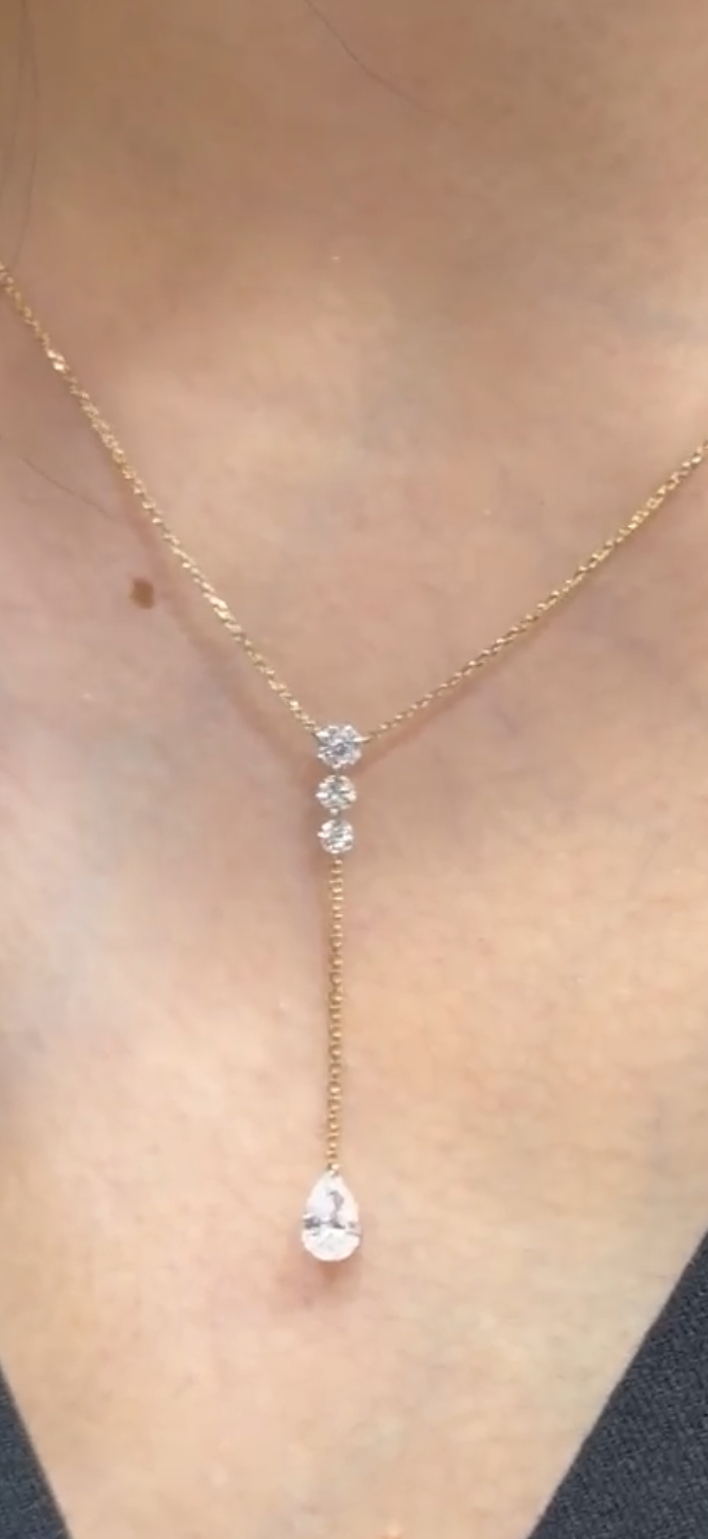 Lariat 14k lab diamond Necklace