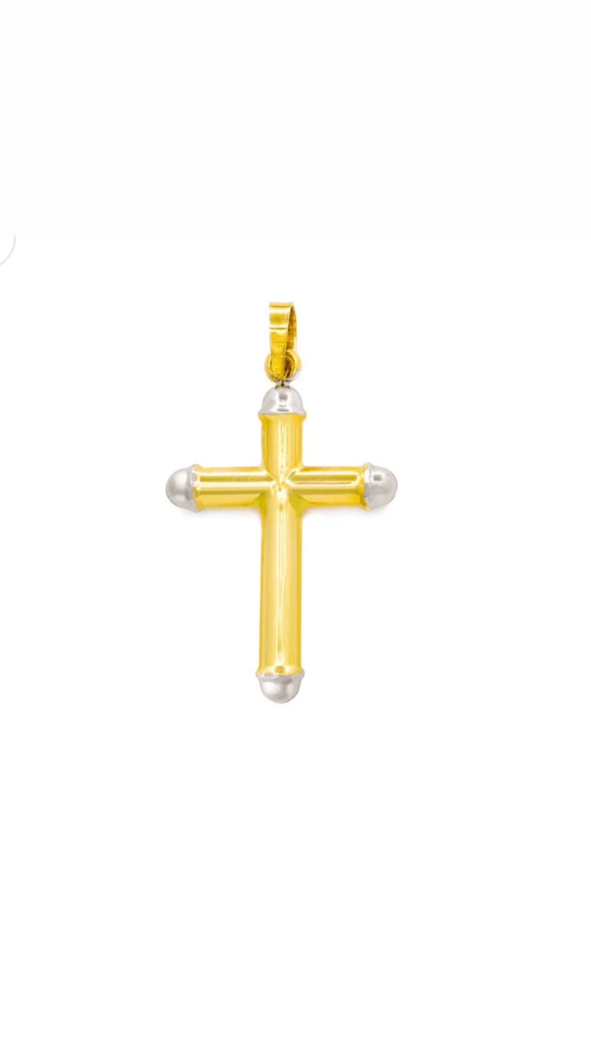 Two-Tone Tube Design Cross for Men 14K