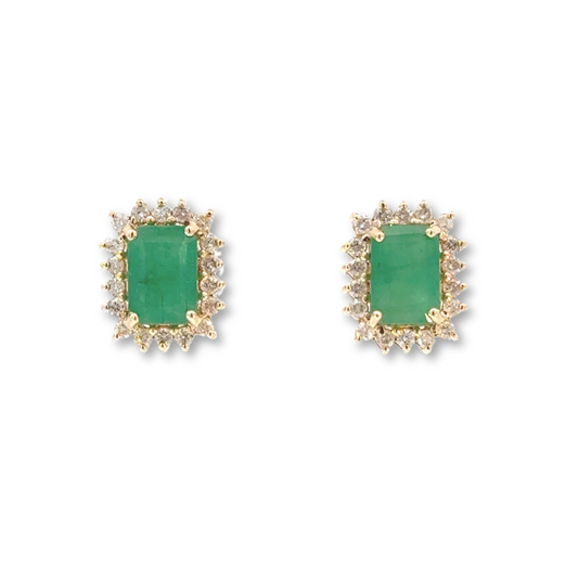 Emerald Diamond Studs