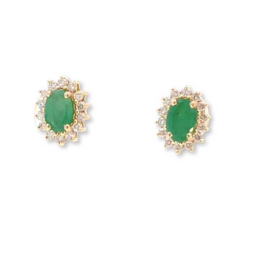 Emerald Oval Studs