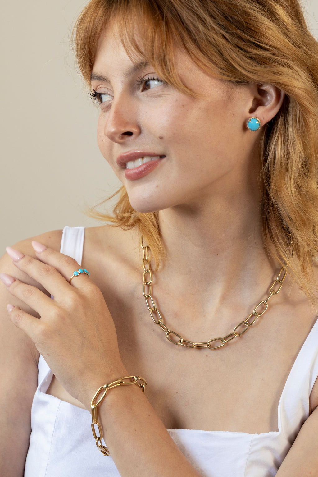 Turquoise halo earrings 18k