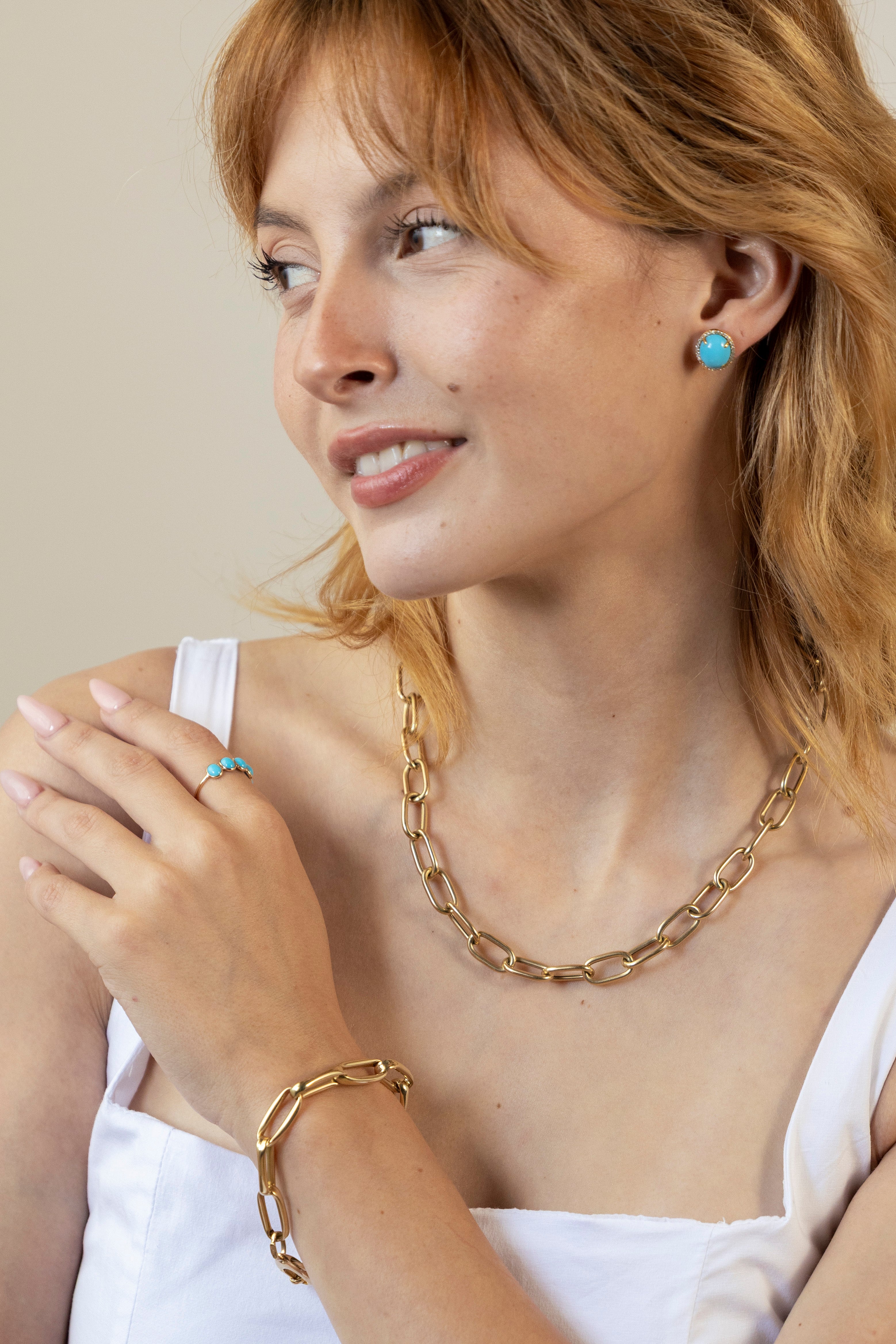 Turquoise halo earrings 18k