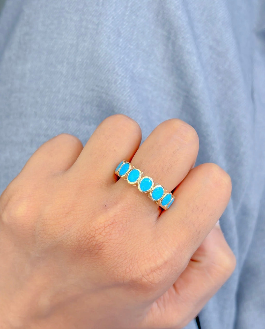 Turquoise Bezel Eternity Ring