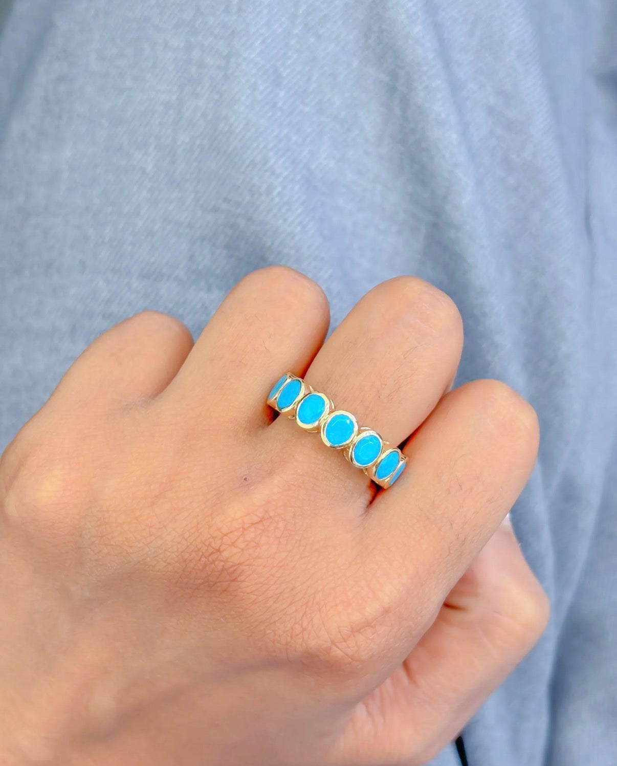 Turquoise Bezel Eternity Ring