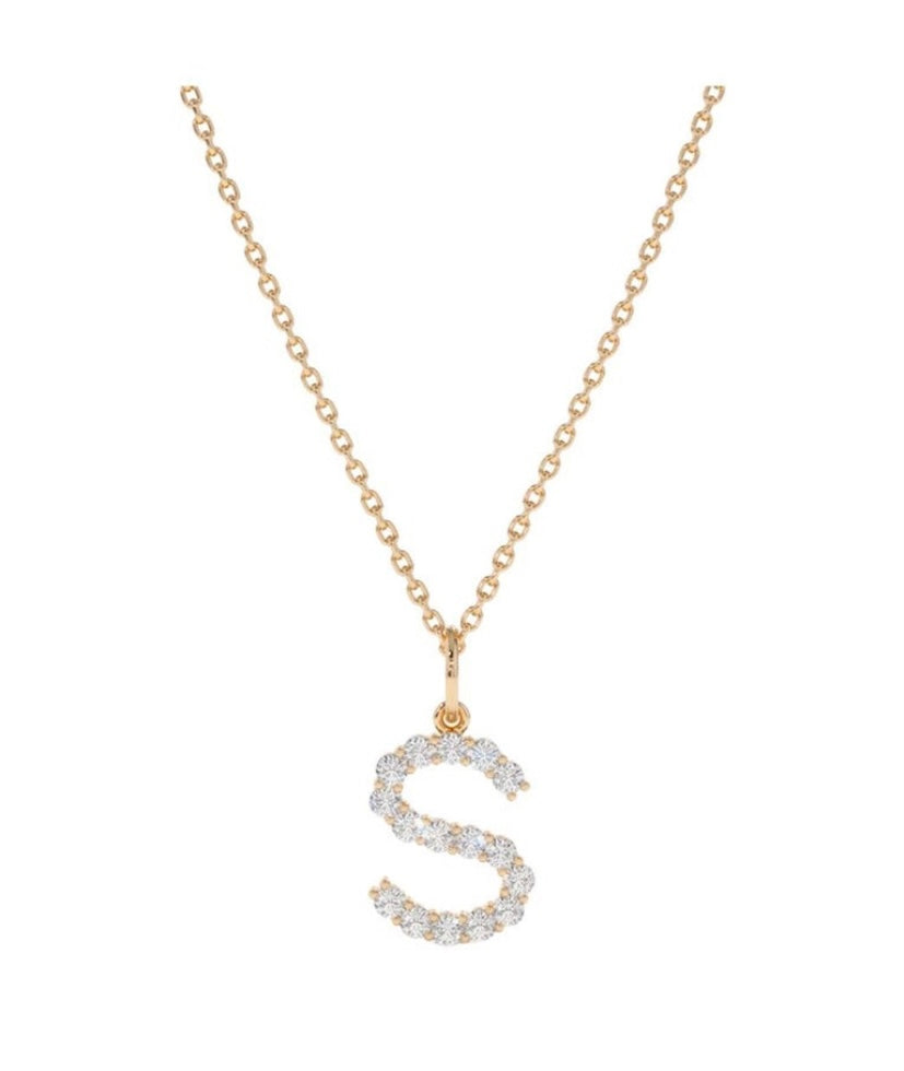 14 k Initial Diamond Letter