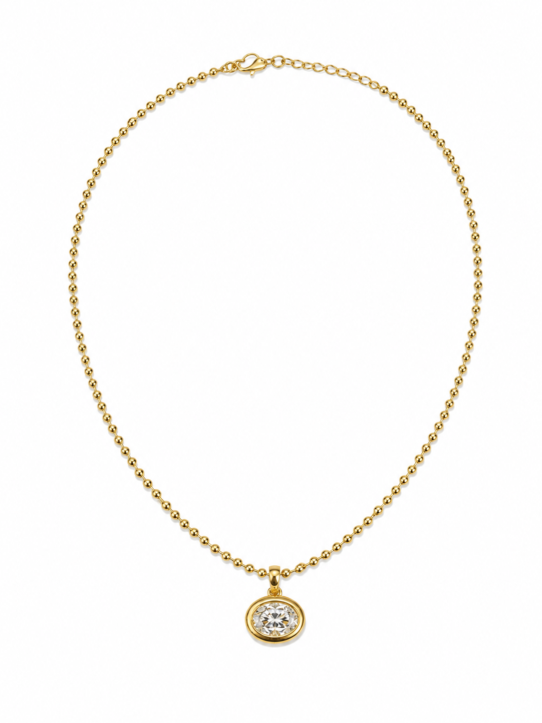 2CT Oval Lab Diamond Bezel Pendant Necklace