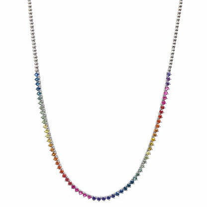 Rainbow Sapphire Tennis Necklace