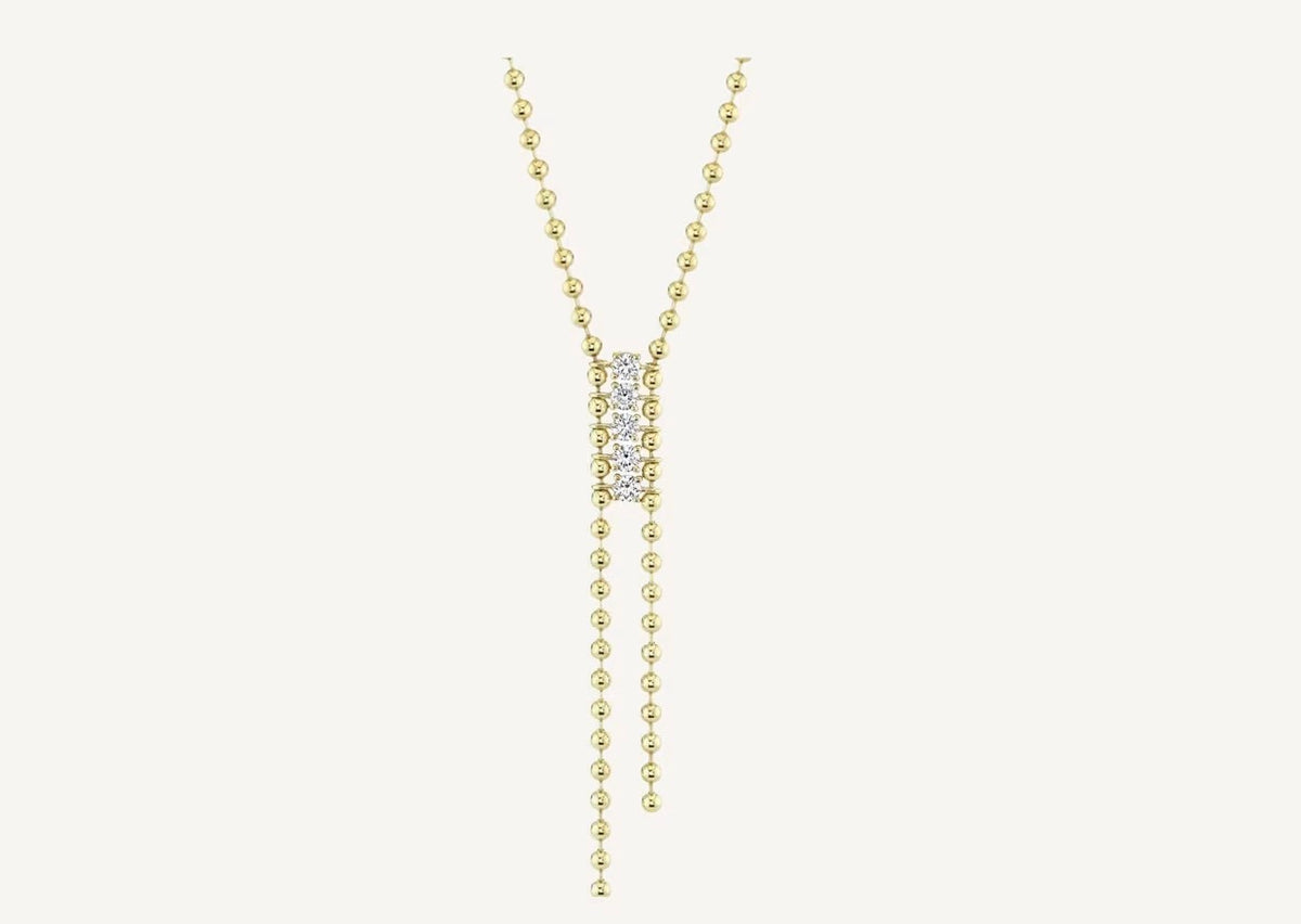18K Gold Natural Diamond Lariat Necklace