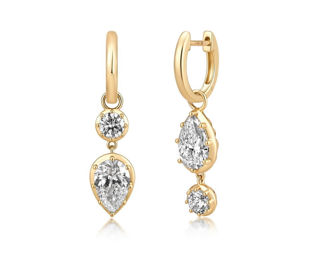 14K Yellow Gold Pear-Shaped Diamond Drop Earrings — 2.50 CTW