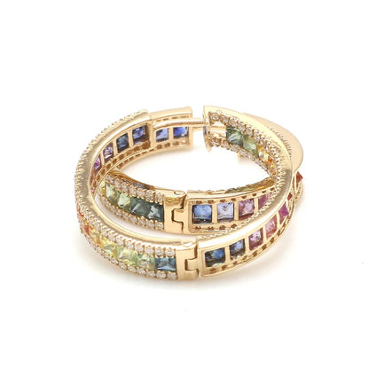 Rainbow Sapphire Hoops