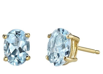 Oval Aquamarine Studs