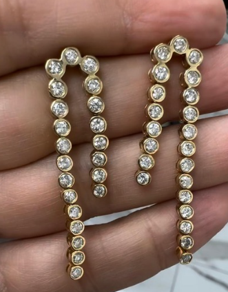 Bezel Double Drop Diamond Earrings