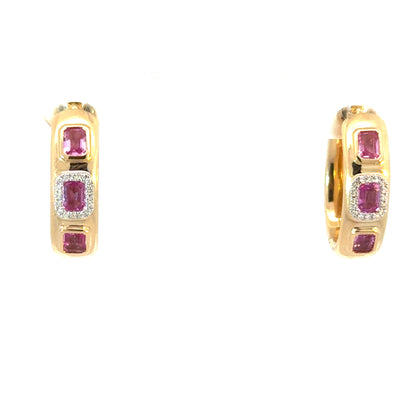 14k hoops with pink Sapphire