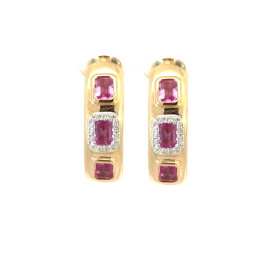 Pink Sapphire Hoops