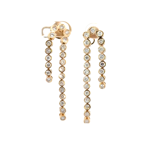 Bezel Double Drop Diamond Earrings
