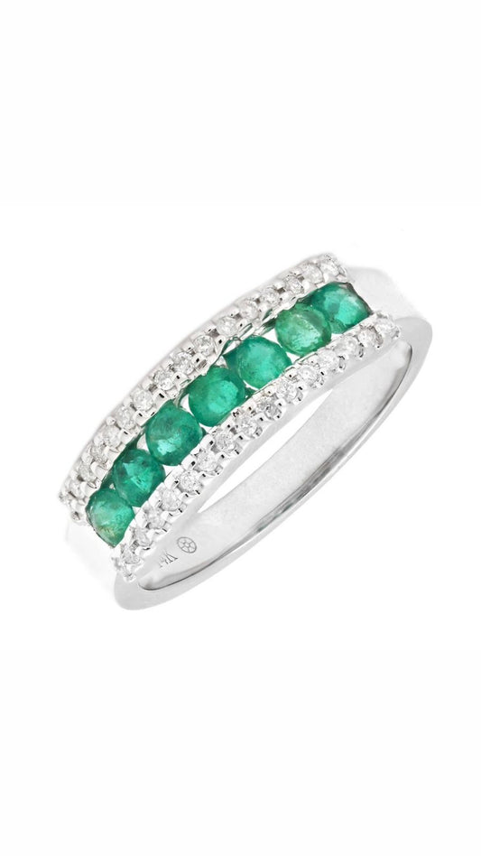 Round Channel Emerald Ring