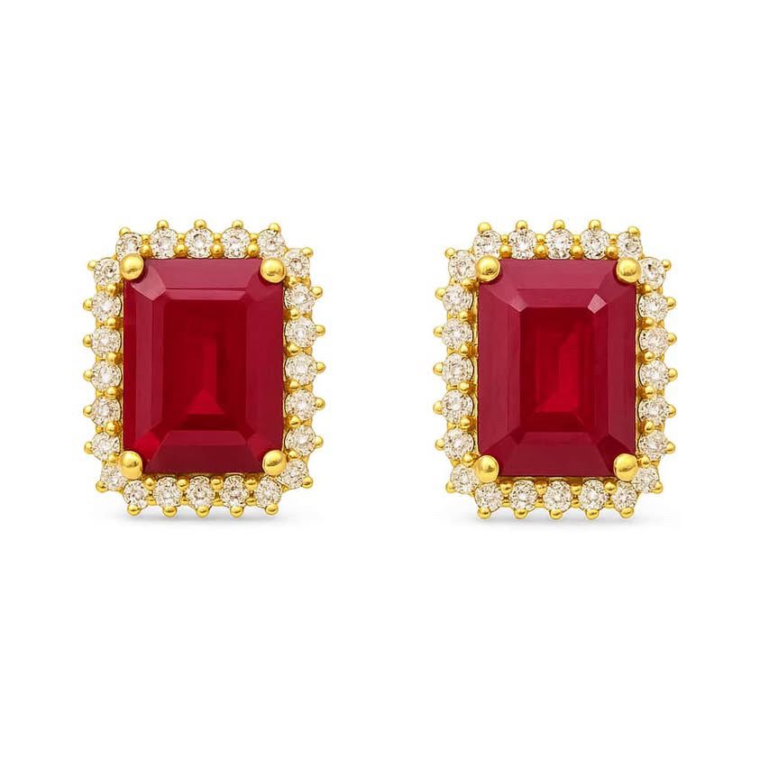 Square Ruby Studs