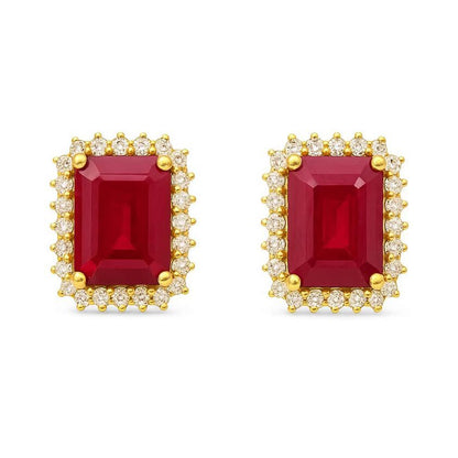 Square Ruby Studs