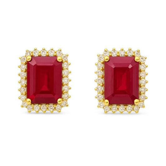 Square Ruby Studs