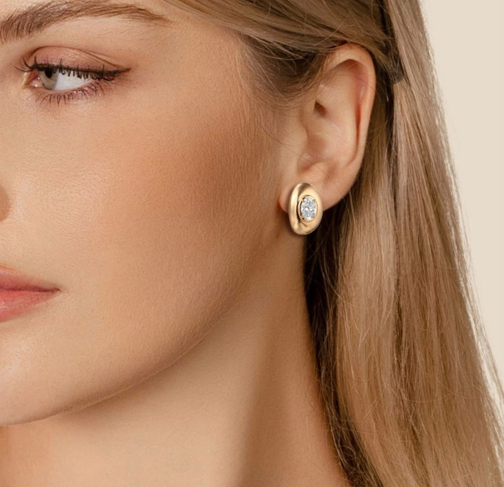 Oval Diamond Studs